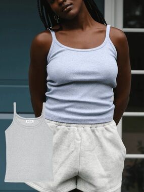 PARKE Thin Strap Tank in Grey